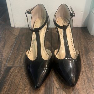 Black patent leather heels